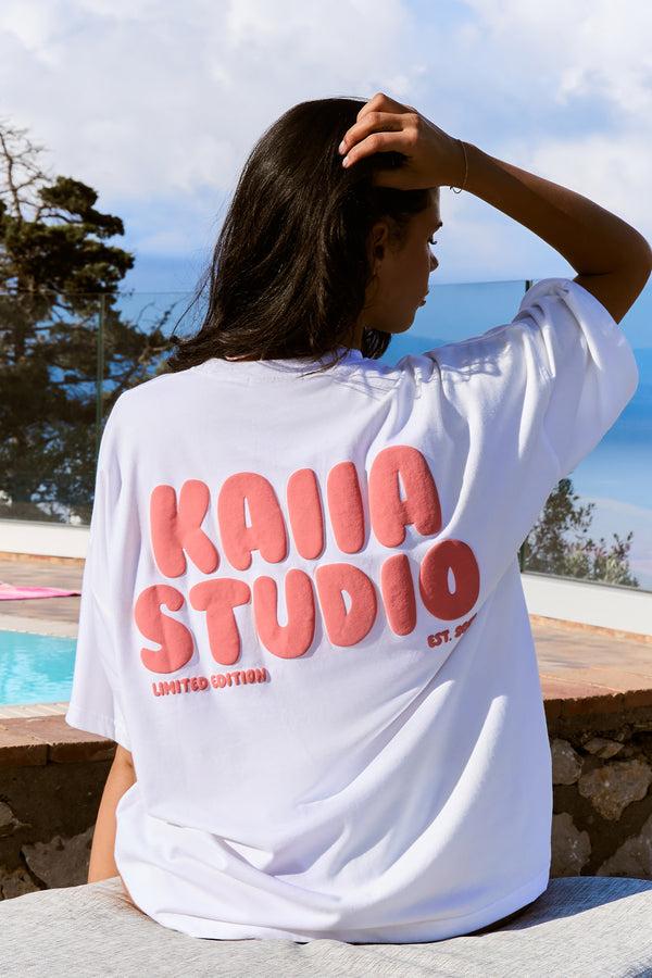 Kaiia Bubble Graphic Oversized T-Shirt Vanilla & Coral