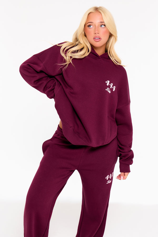Kaiia Bubble Icon Oversized Hoodie Burgundy & Pink