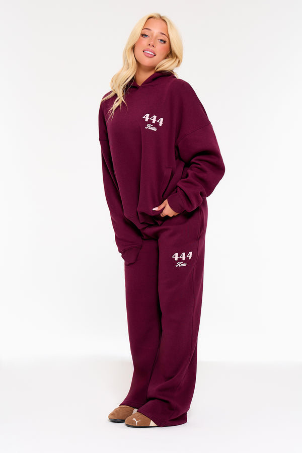 Kaiia Bubble Icon Oversized Hoodie Burgundy & Pink