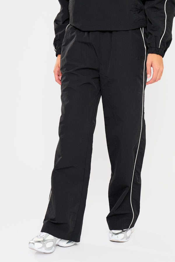 Kaiia Contrast Piping Wide Leg Trousers Black