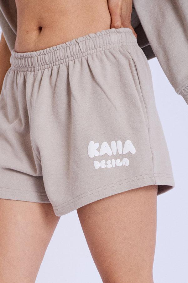 Kaiia Design Bubble Logo Sweat Shorts Stone