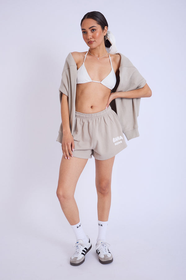 Kaiia Design Bubble Logo Sweat Shorts Stone