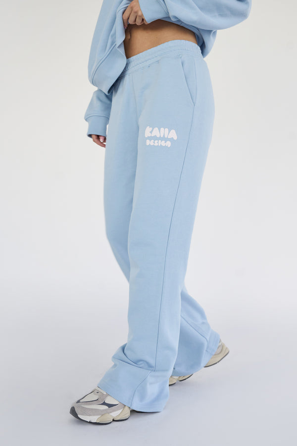 Kaiia Design Bubble Logo Wide Leg Sweat Pants Baby Blue