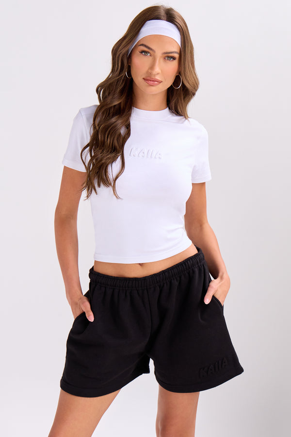 Kaiia Embossed Bubble Logo Baby Tee White