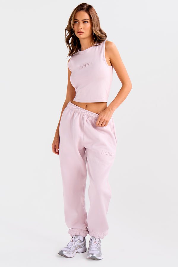 Kaiia Embossed Bubble Logo Cuffed Joggers Pale Dusty Lilac