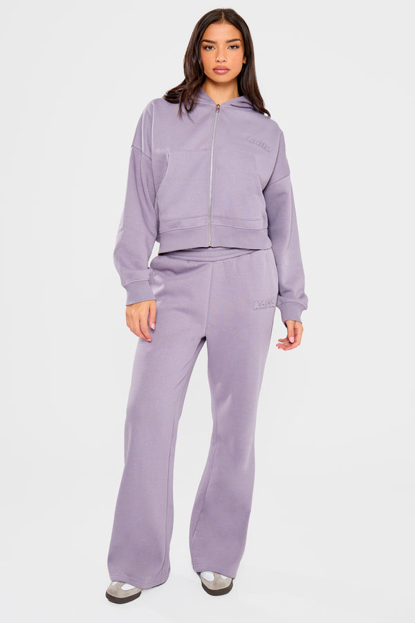 Kaiia Embossed Bubble Logo Flared Joggers Dusk