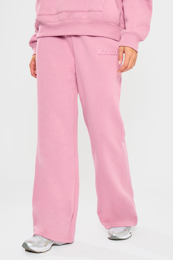 Kaiia Embossed Bubble Logo Flared Joggers Petal Pink