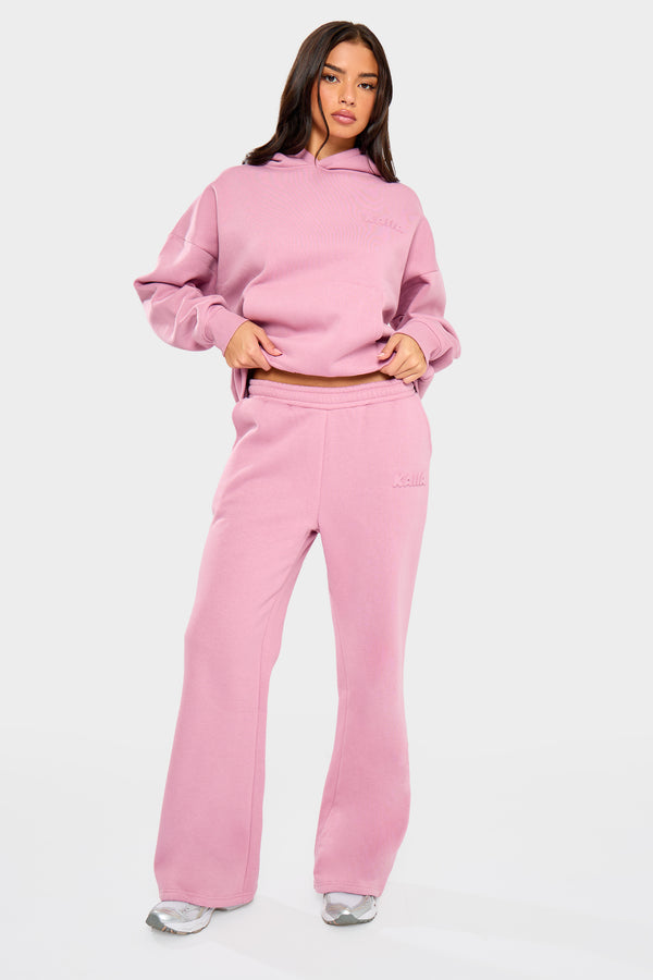 Kaiia Embossed Bubble Logo Flared Joggers Petal Pink