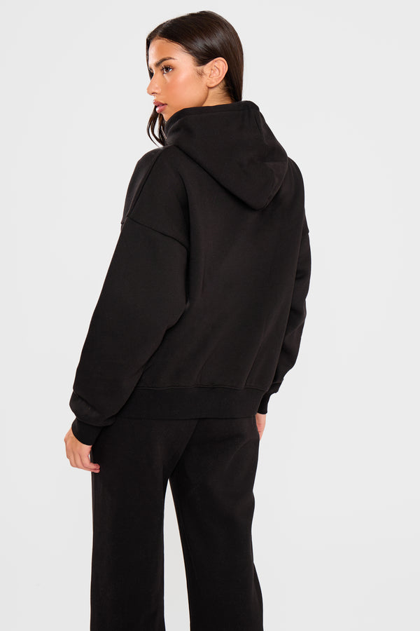 Kaiia Embossed Bubble Logo Oversized Hoodie Black