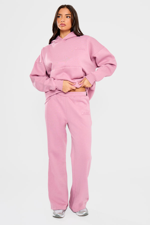 Kaiia Embossed Bubble Logo Oversized Hoodie Petal Pink