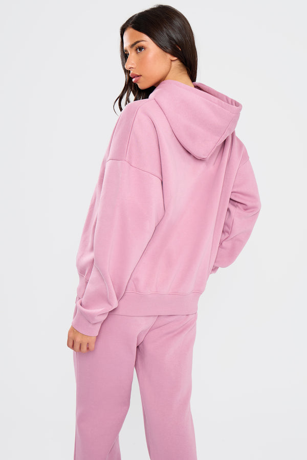 Kaiia Embossed Bubble Logo Oversized Hoodie Petal Pink