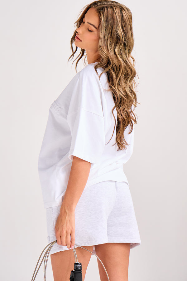 Kaiia Embossed Bubble Logo Oversized T-Shirt White
