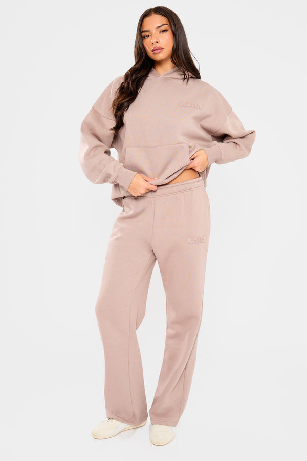 Kaiia Embossed Bubble Logo Wide Leg Joggers Clay