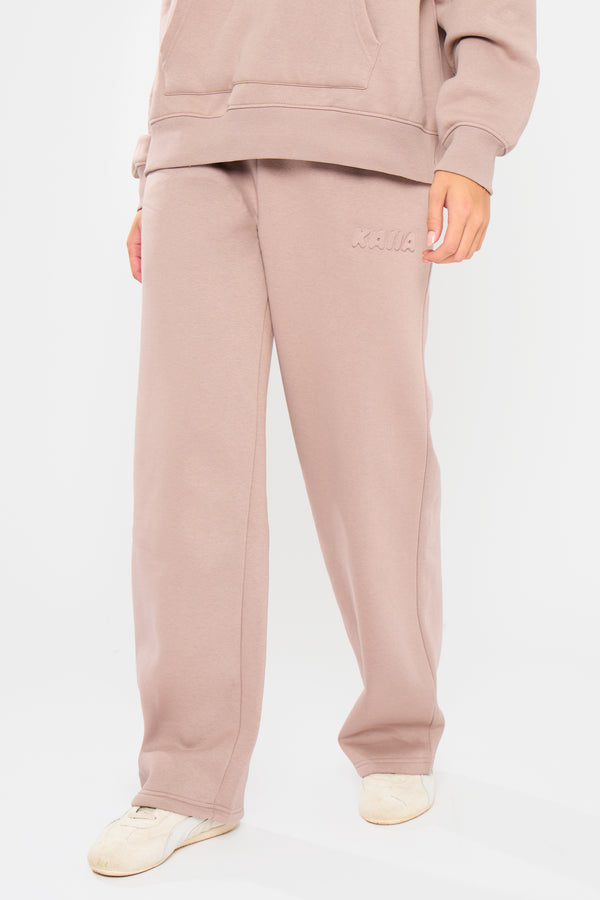 Kaiia Embossed Bubble Logo Wide Leg Joggers Clay