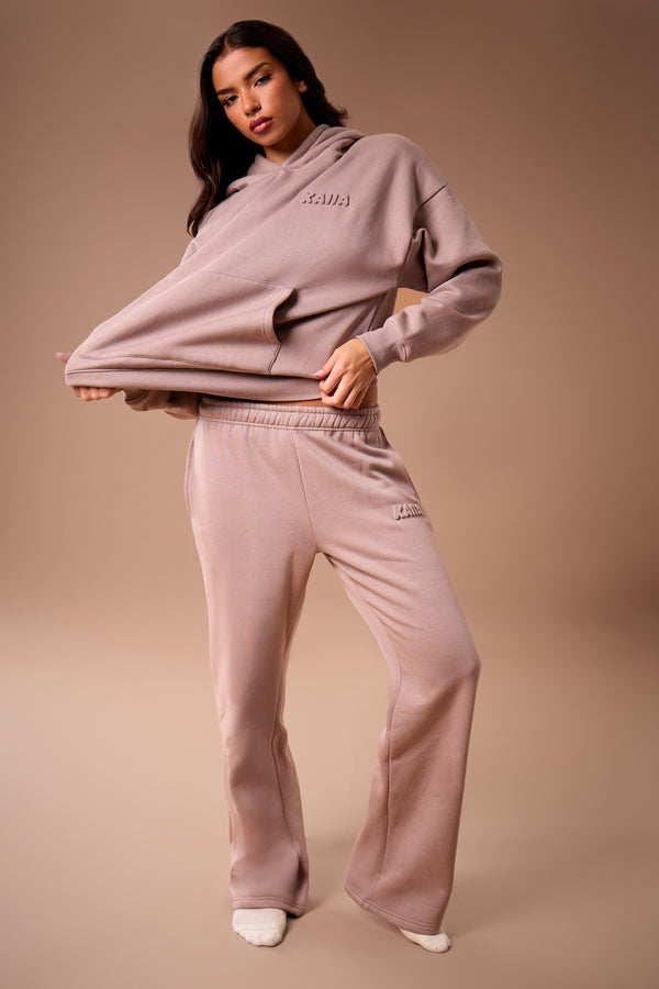 Kaiia Embossed Bubble Logo Wide Leg Joggers Clay