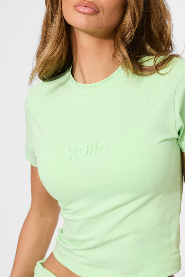 Kaiia Embossed Logo Baby Tee Lime Sherbet