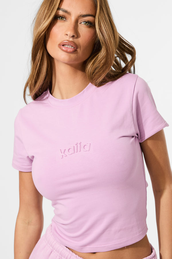 Kaiia Embossed Logo Baby Tee Parma Violet