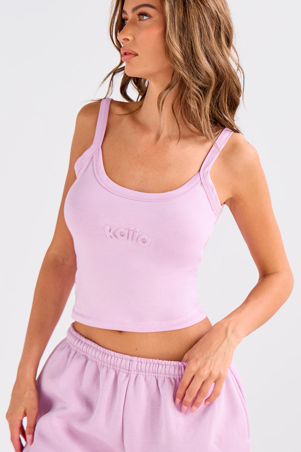 Kaiia Embossed Logo Cami Top Parma Violet