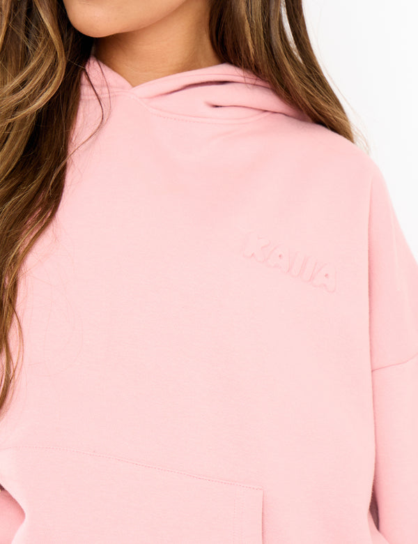 Kaiia Embossed Logo Oversized Hoodie Dusty Rose