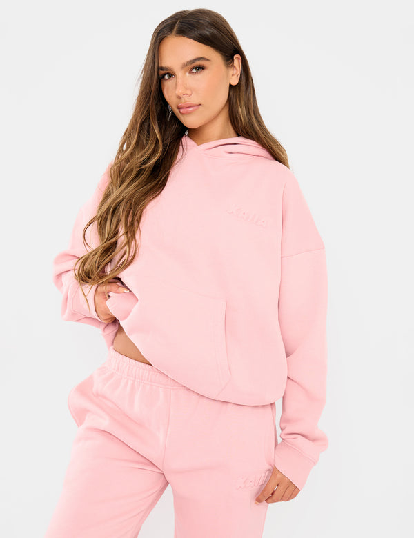 Kaiia Embossed Logo Oversized Hoodie Dusty Rose