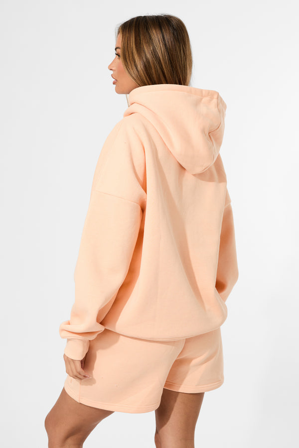 Kaiia Embossed Logo Oversized Hoodie Orange Sherbet