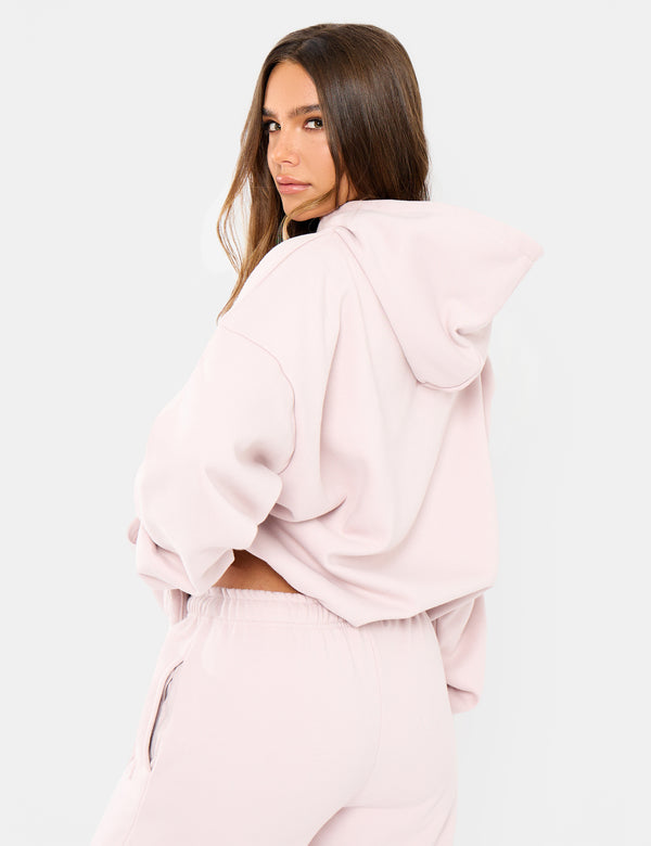 Kaiia Embossed Logo Oversized Hoodie Pale Dusty Lilac