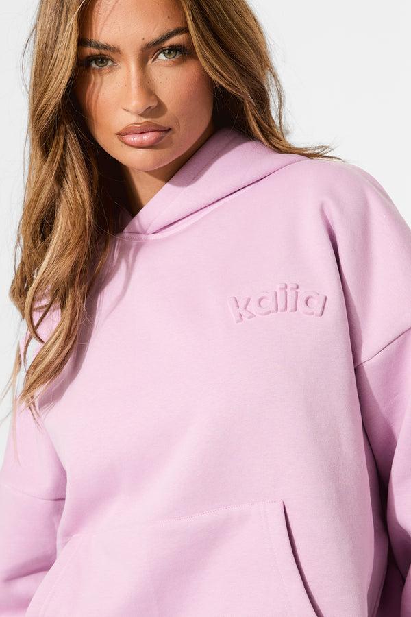 Kaiia Embossed Logo Oversized Hoodie Parma Violet