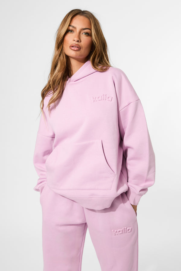 Kaiia Embossed Logo Oversized Hoodie Parma Violet