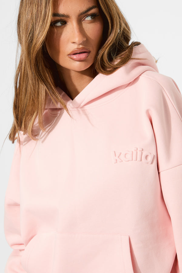 Kaiia Embossed Logo Oversized Hoodie Sugar Pink