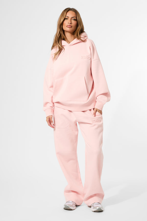 Kaiia Embossed Logo Oversized Hoodie Sugar Pink
