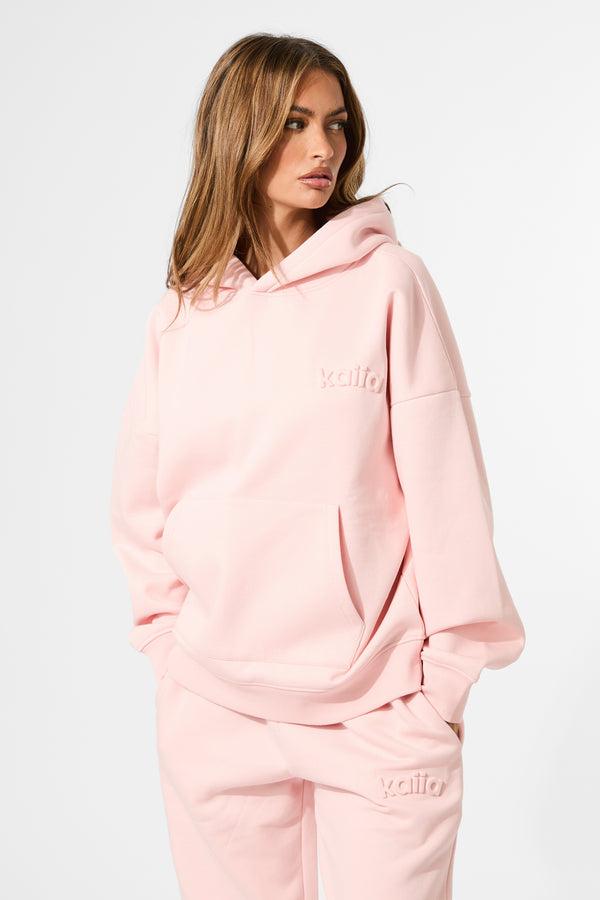 Kaiia Embossed Logo Oversized Hoodie Sugar Pink