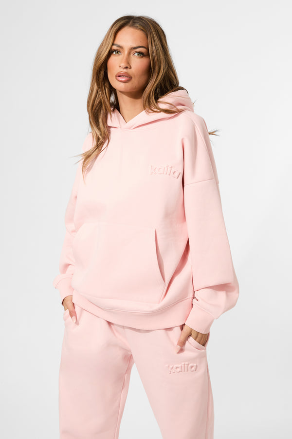 Kaiia Embossed Logo Oversized Hoodie Sugar Pink
