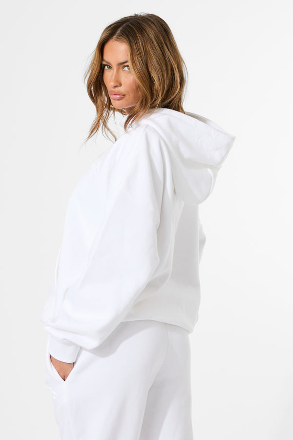 Kaiia Embossed Logo Oversized Hoodie White