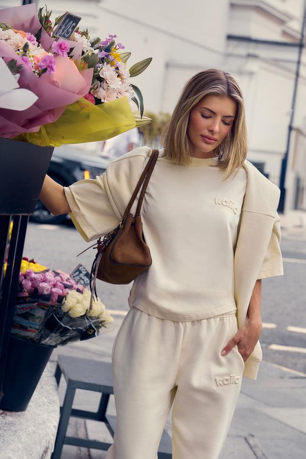Kaiia Embossed Logo Oversized T-shirt Lemon