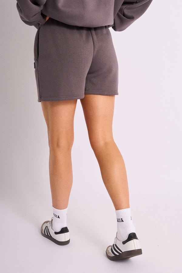 Kaiia Embossed Logo Sweat Shorts Dark Grey