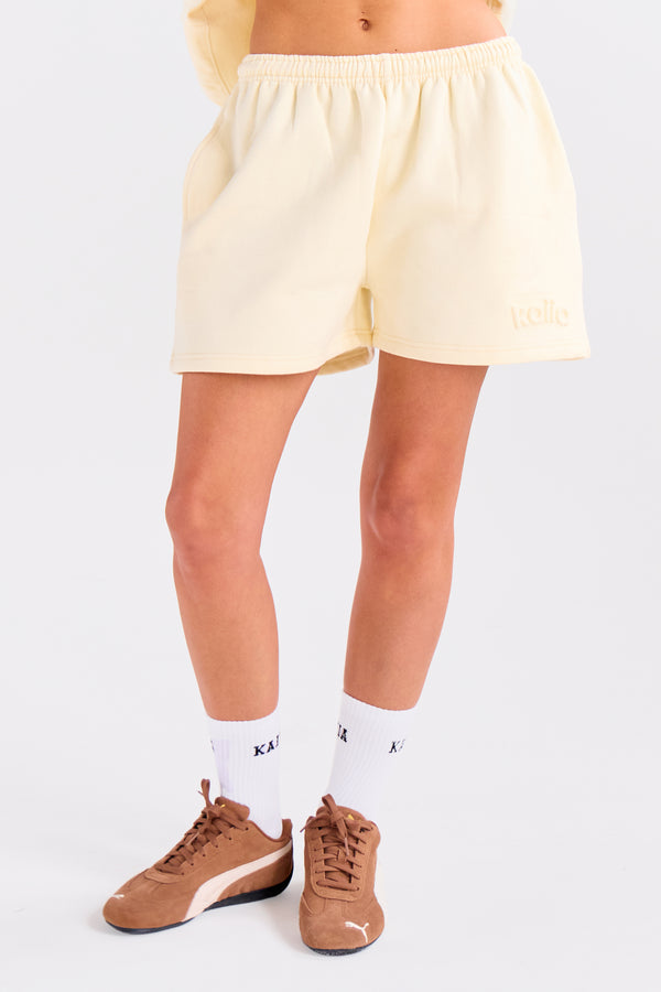 Kaiia Embossed Logo Sweat Shorts Lemon
