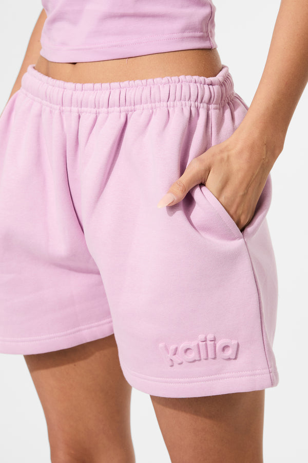 Kaiia Embossed Logo Sweat Shorts Parma Violet