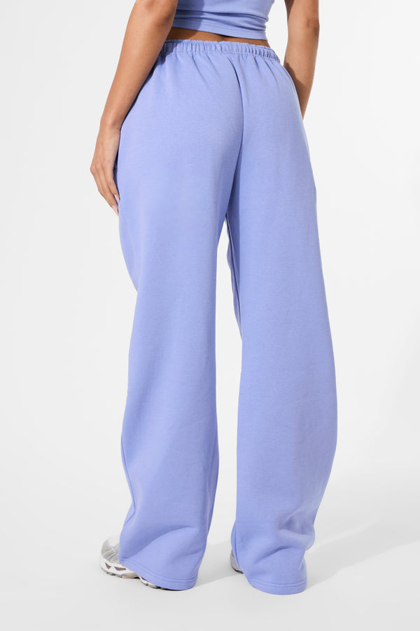 Kaiia Embossed Logo Wide Leg Joggers Cornflower Blue