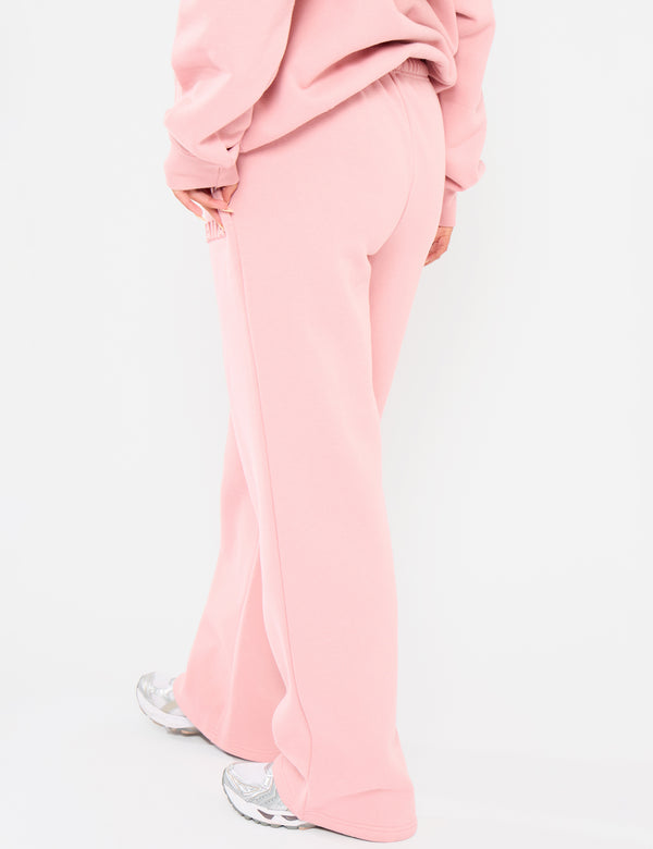 Kaiia Embossed Logo Wide Leg Joggers Dusty Rose