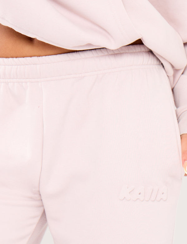 Kaiia Embossed Logo Wide Leg Joggers Pale Dusty Lilac