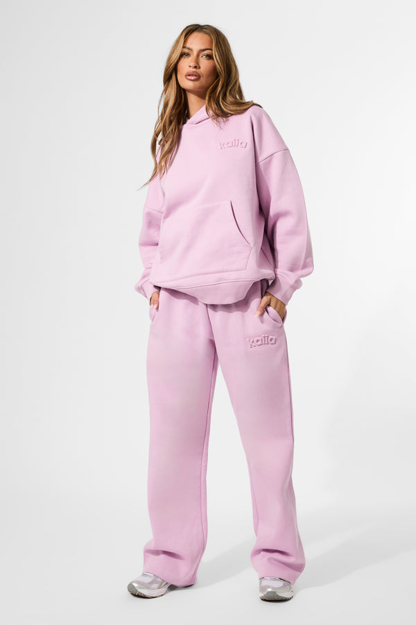 Kaiia Embossed Logo Wide Leg Joggers Parma Violet