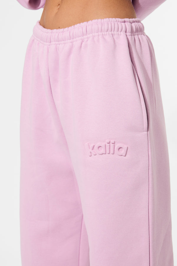 Kaiia Embossed Logo Wide Leg Joggers Parma Violet