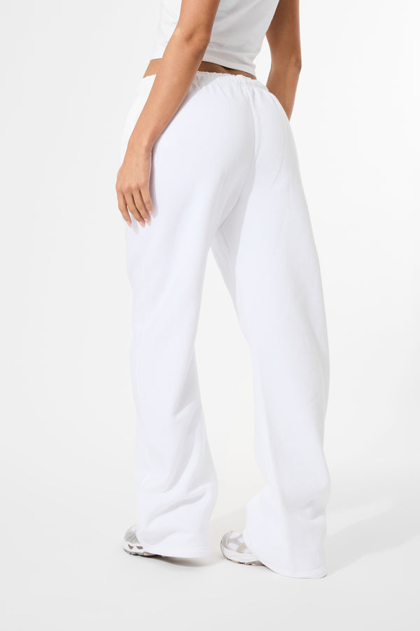 Kaiia Embossed Logo Wide Leg Joggers White