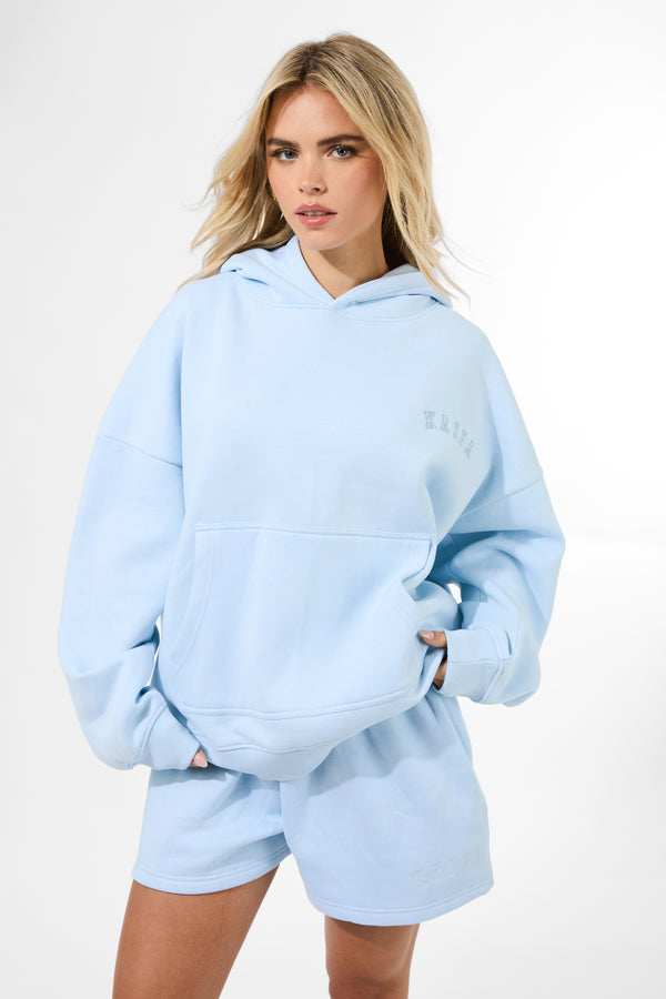 Kaiia Embossed Mini Sweat Shorts Pale Blue