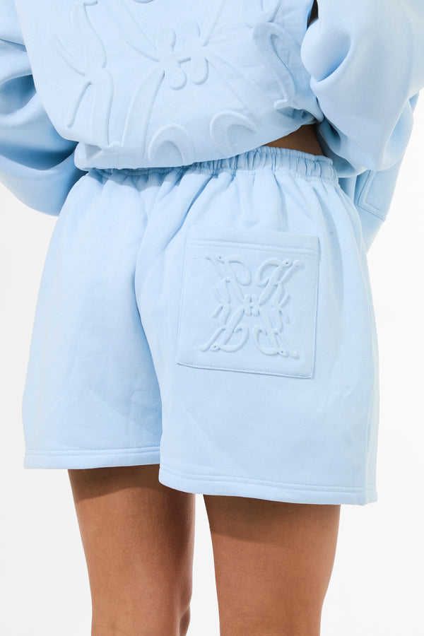 Kaiia Embossed Mini Sweat Shorts Pale Blue