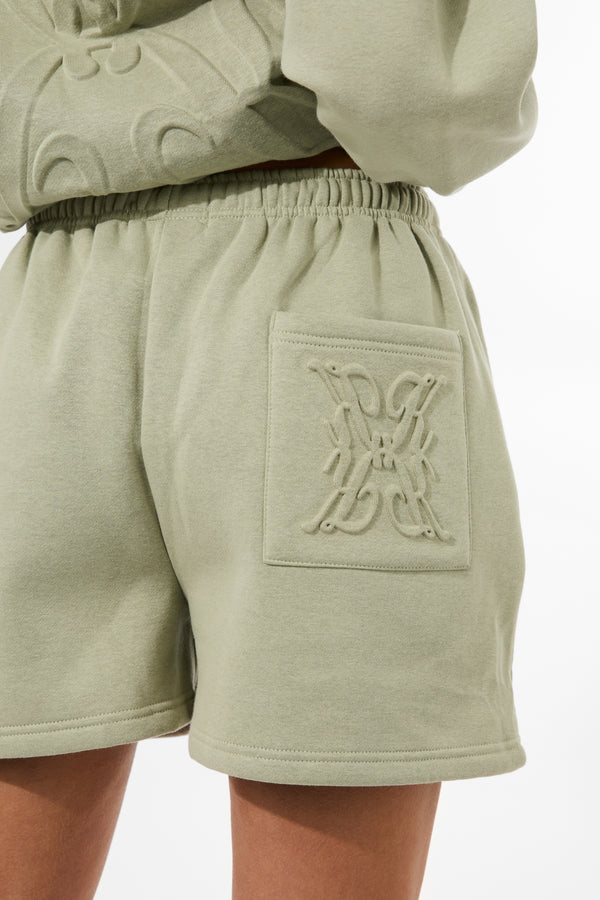 Kaiia Embossed Mini Sweat Shorts Sage