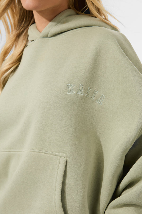 Kaiia Embossed Oversized Hoodie Sage