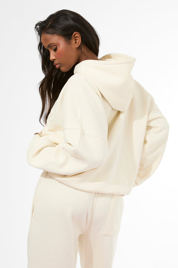 Kaiia Embossed Script Logo Oversized Hoodie Marshmallow