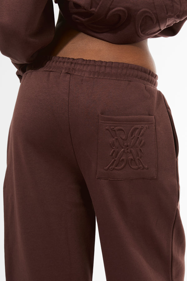 Kaiia Embossed Wide Leg Joggers Mocha