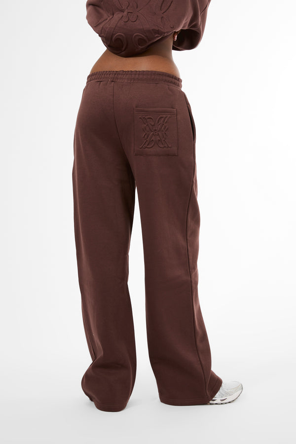 Kaiia Embossed Wide Leg Joggers Mocha